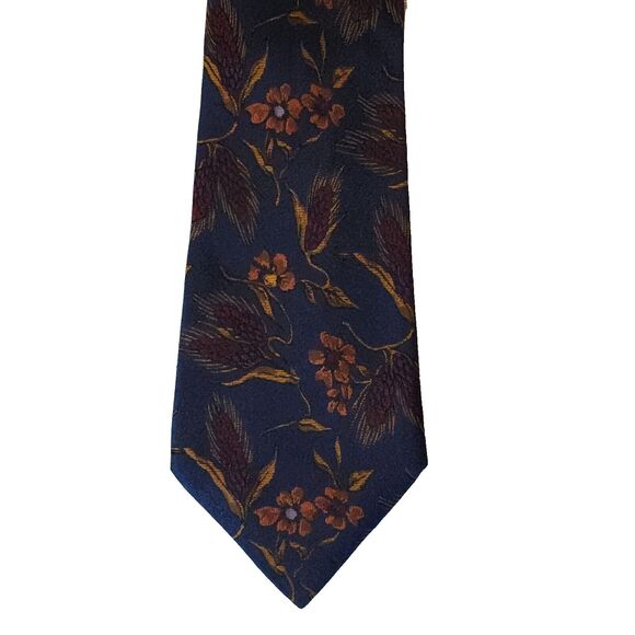 Alcione for Today's Man Other - Alcione for Today's Man Silk Tie 4"x57.5" Navy Blue Floral Made in Italy